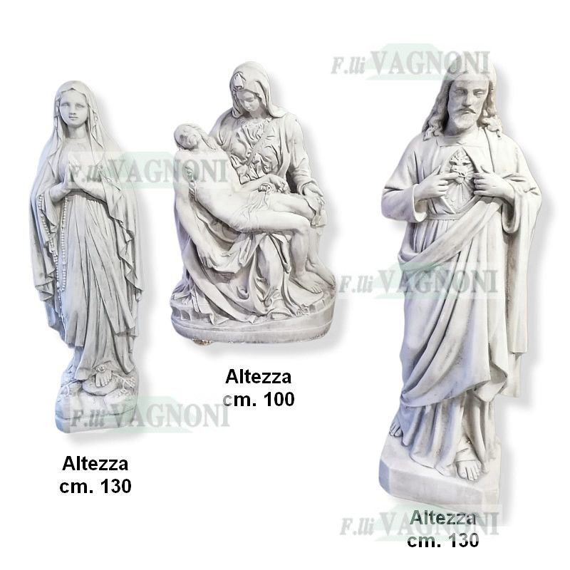 STATUA PIETA' DI MICHELANGELO+SACRO CUORE+MADONNA LOURDES